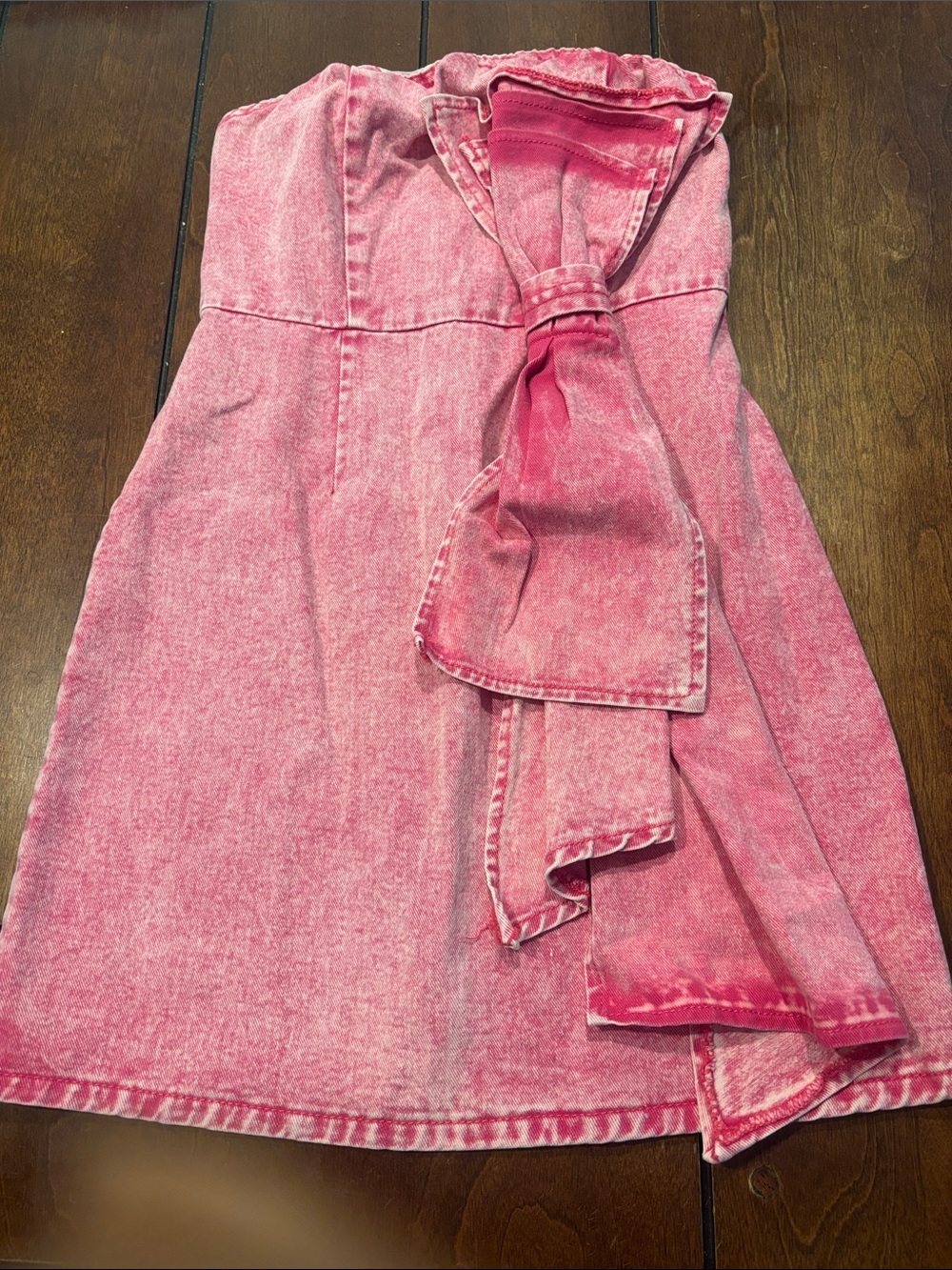 SHEIN Pink Tie-Front Strapless Maxi Dress